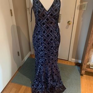 Formal navy trumpet style gown